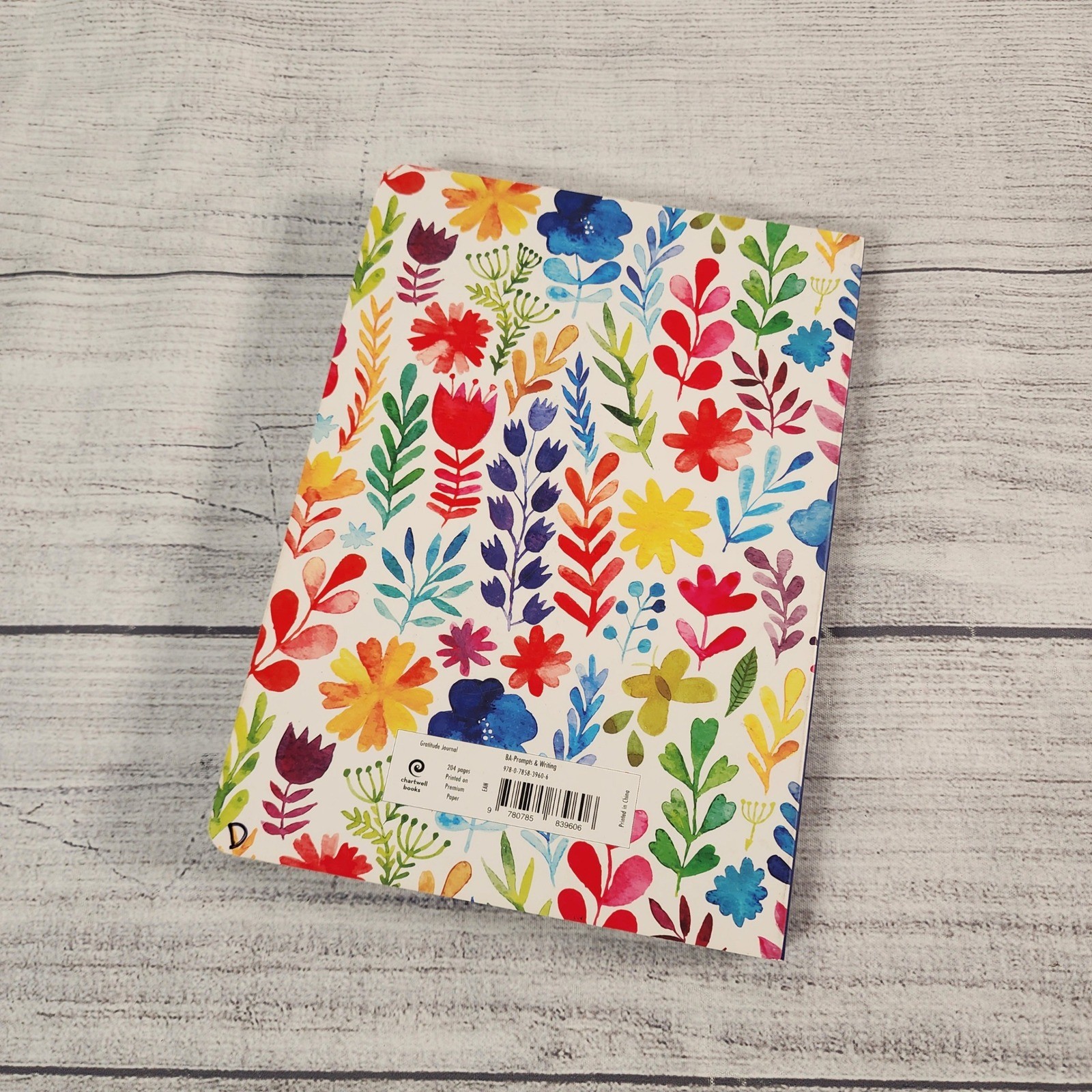 Chartwell Books Gratitude Journal Floral Watercolor Hardcover 204 Pages Prompts