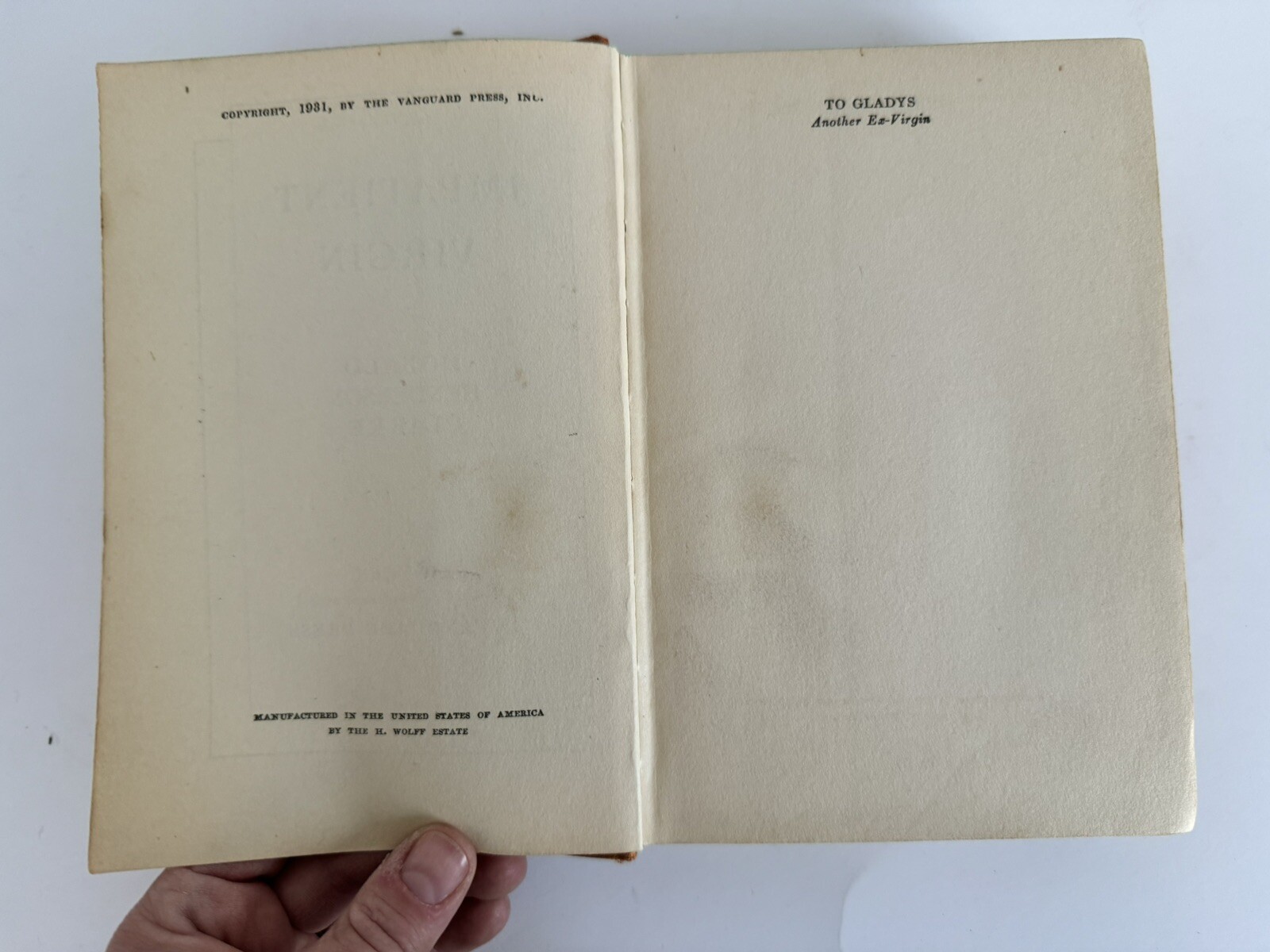 Impatient Virgin – Donald Henderson Clarke (Hardcover, 1942) Triangle Books