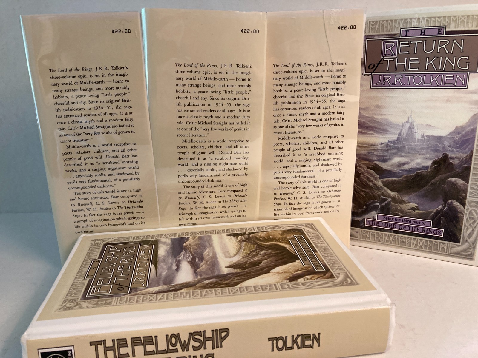 Tolkien’s LOTR 3 vol 1993 Houghton Mifflin Edition Later Prints HC/DJ EX-LIB GC
