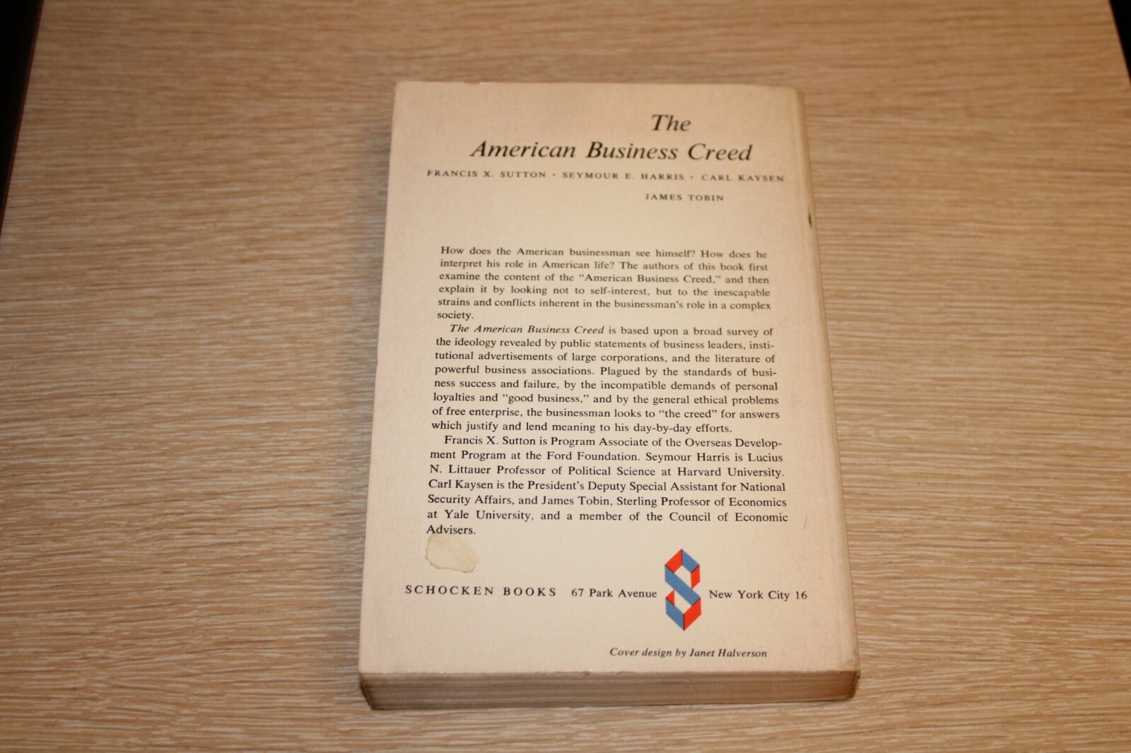 The American Business Creed by Francis X. Sutton FIRST PAPERBACK EDITION 1962 $