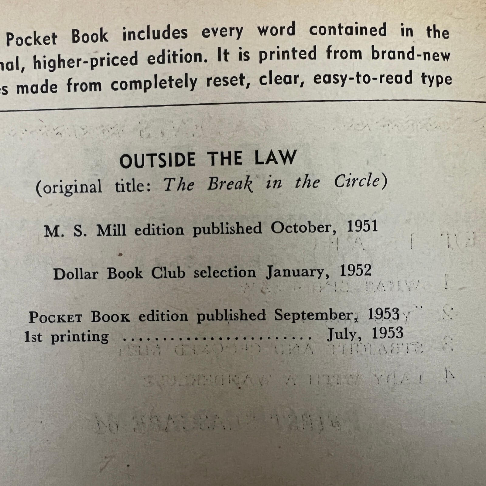 Outside the Law Mystery Paperback book by Philip Loraine from Pocket Book 1962