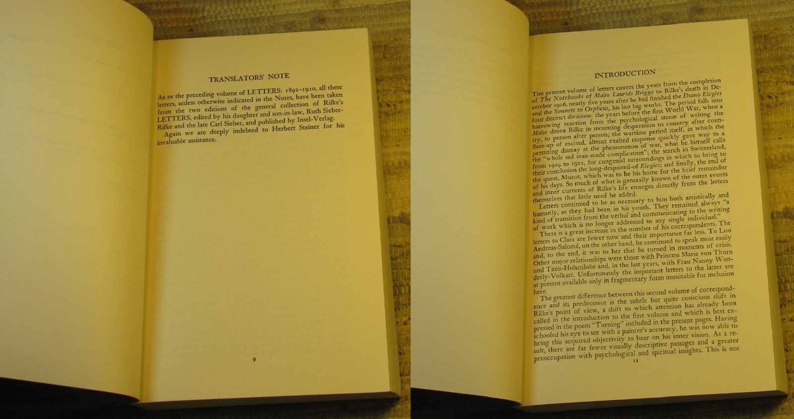 LETTERS OF RAINER MARIA RILKE 1892-1910 & 1910-1926 ©1972 Norton Library Paperba