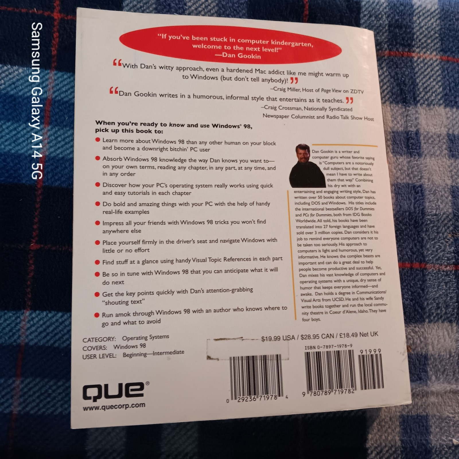 DAN GOOKIN Teaches Windows 98 Beginners Computer Guide QUE Paperback 1998 7×9