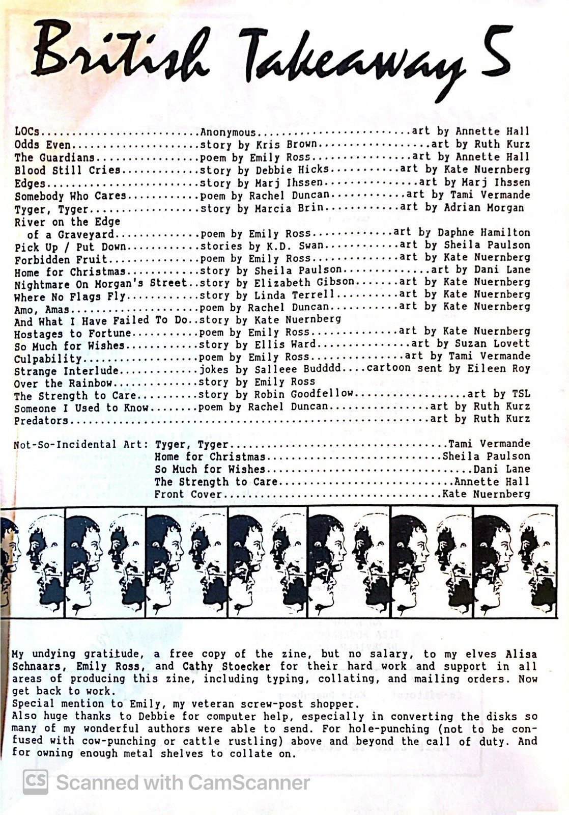 Professionals Fanzine “British Takeaway 5” Gen 1991 Anthology Bodie Doyle