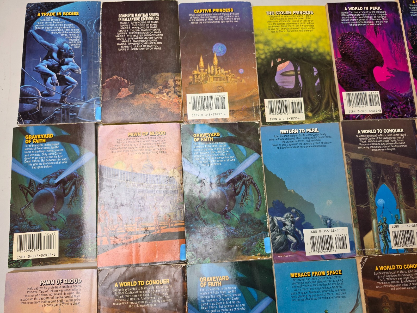 The Martian Tales of Edgar Rice Burroughs John Carter Of Mars Lot of 22 Books