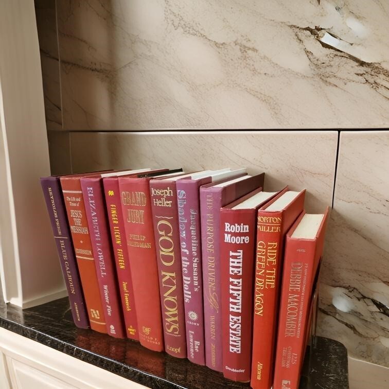 Lot of 10 Hardcover RED BURGUNDY ROSE PINK Shades Books for Staging Prop Decor