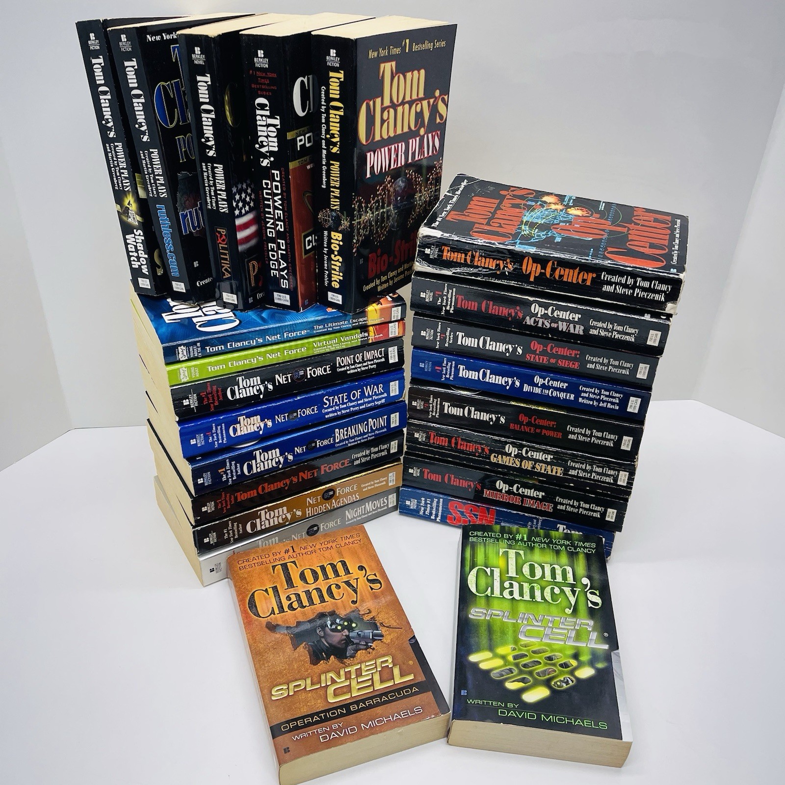 Lot of 23 Tom Clancy Paperbacks Splinter Cell, Op-Center, Power Plays, Net Force