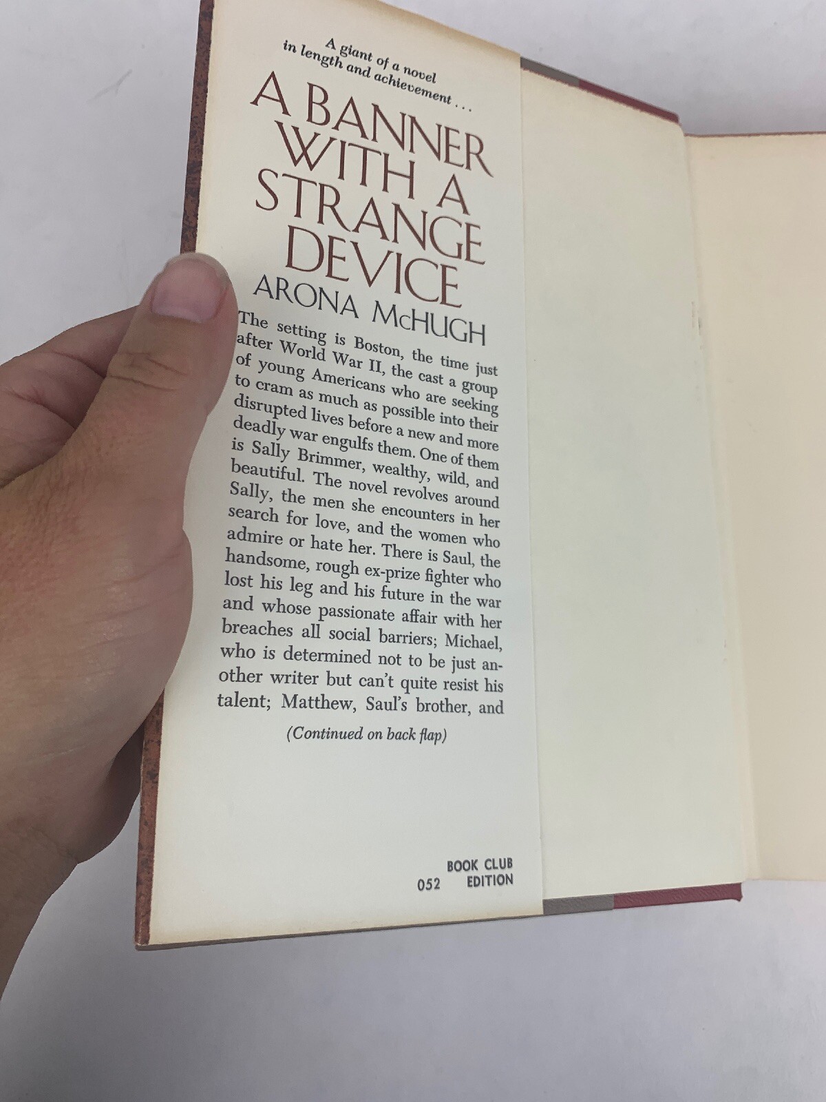 A Banner With A Strange Device, A novel of Boston by Arona McHugh BCE HC/DJ