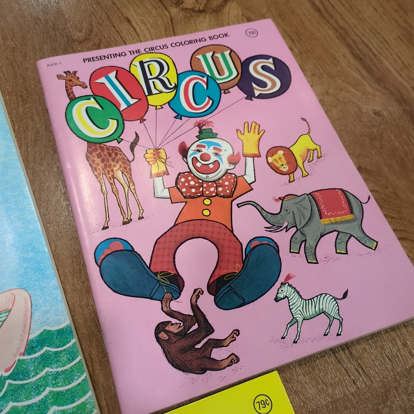 Vintage 1978 Lot of 3 Coloring Books, Wizard of Oz, Mister Moose, Circus Clown