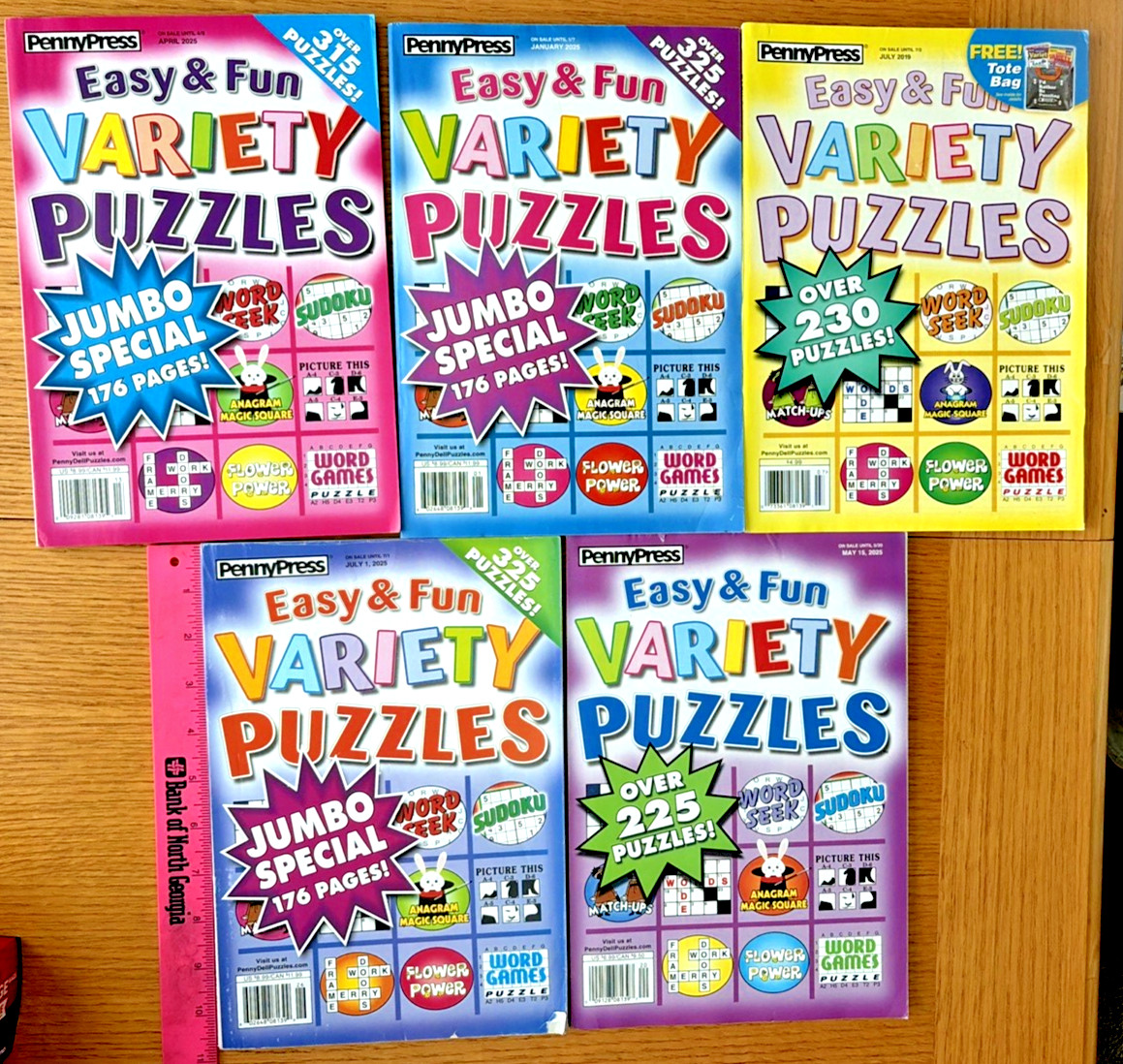 Lot of 5 PENNY PRESS EASY & FUN VARIETY PUZZLES UNSOLVED w Free Shipping Rtl $38