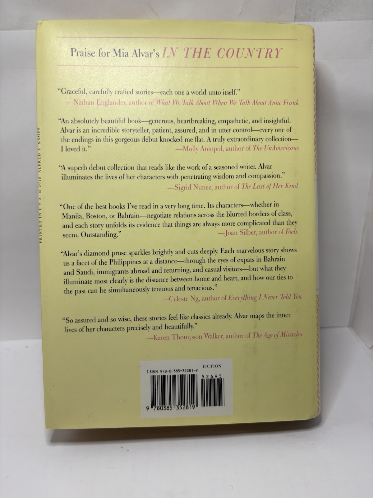 SIGNED In the Country: Stories by Mia Alvar (1st Ed. 2015 HC)