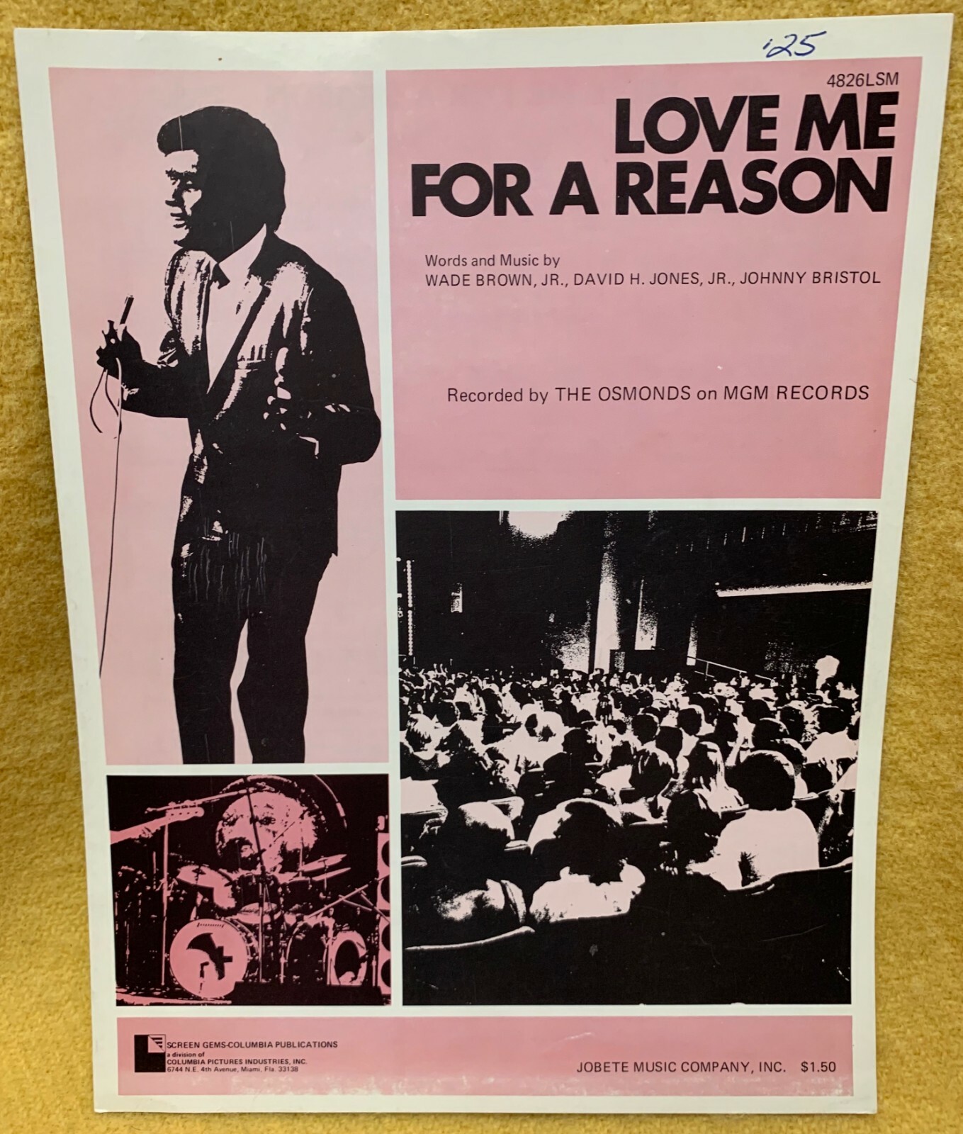 LOVE ME FOR A REASON, WADE BROWN JOBETE MUSIC CO. 1974 (MINT)