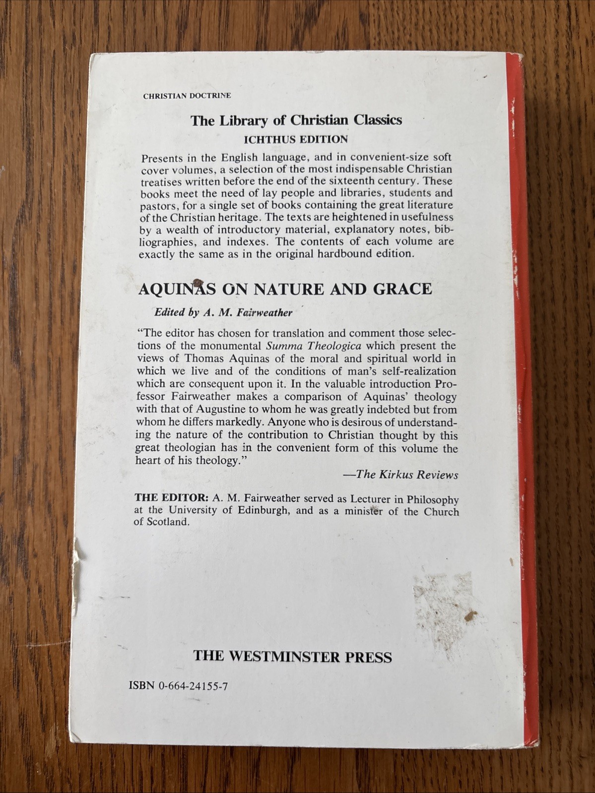 Aquinas on Nature and Grace by A. M. Fairweather (1954, Trade Paperback)
