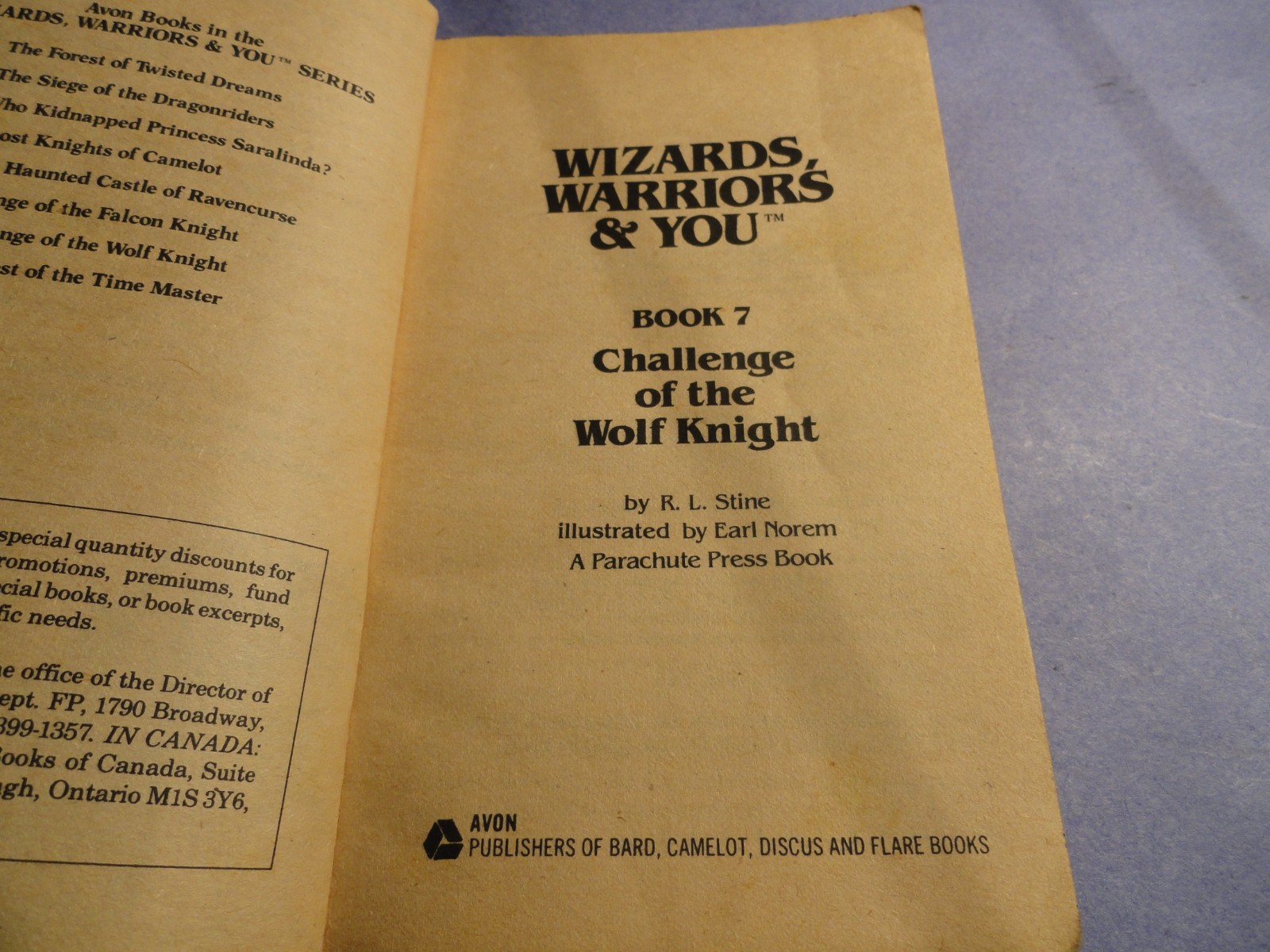 Wizards Warriors & You #7:Challenge of the Wolf Knight-pbk-1985-Avon-1st print