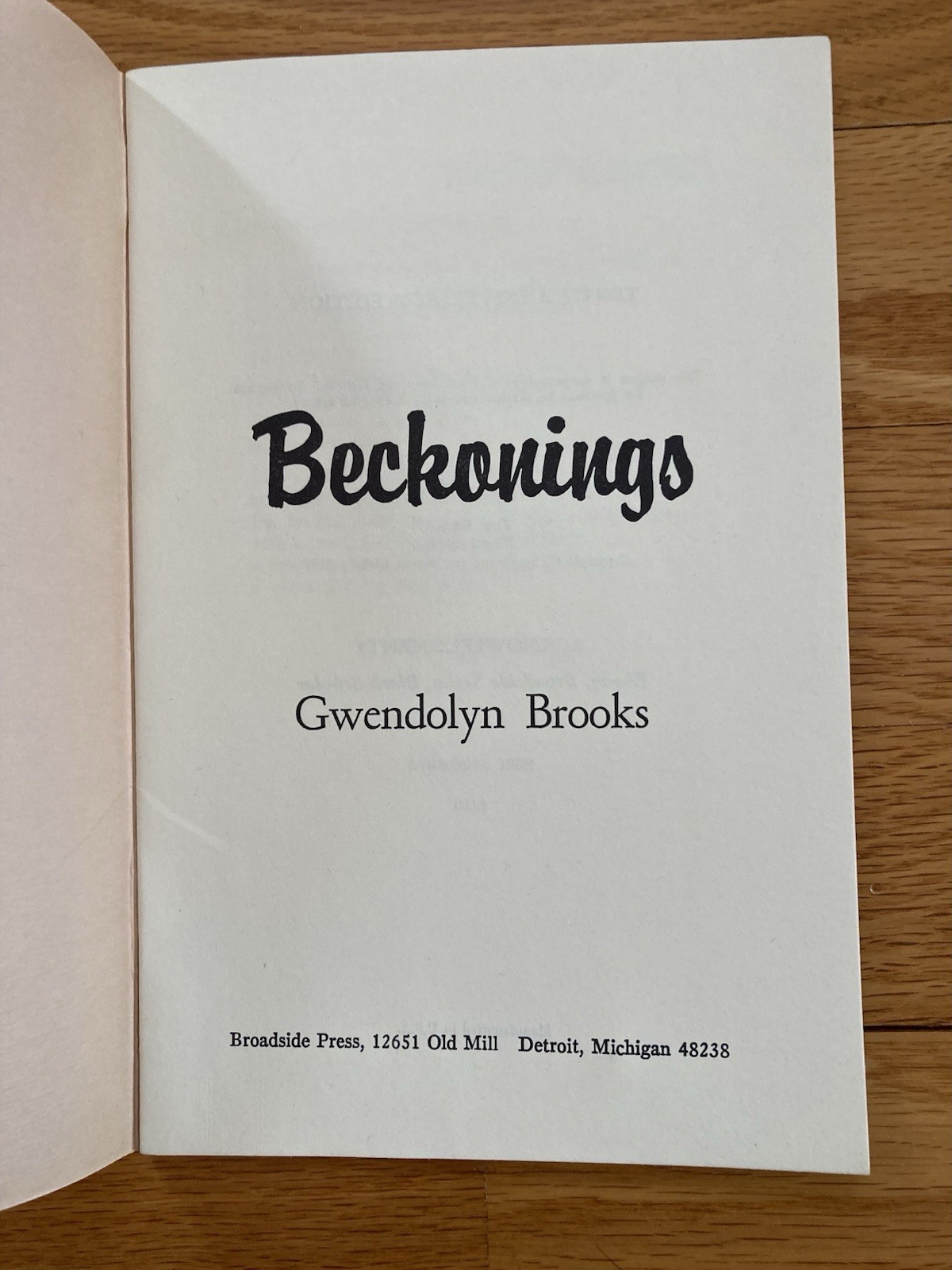 Gwendolyn Brooks Beckonings 10th anniversary edition Broadside Press Detroit