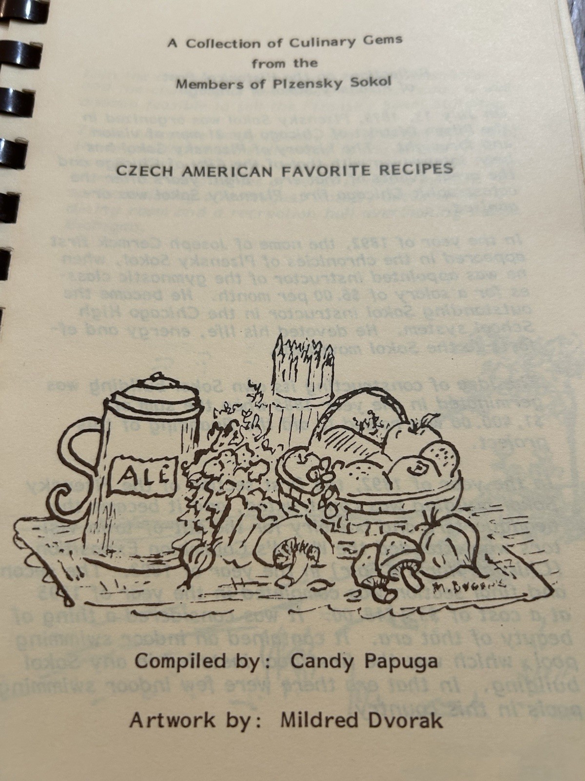 Czech American Favorite Recipes Of Plzensky Sokol, Chicago, IL. Vintage