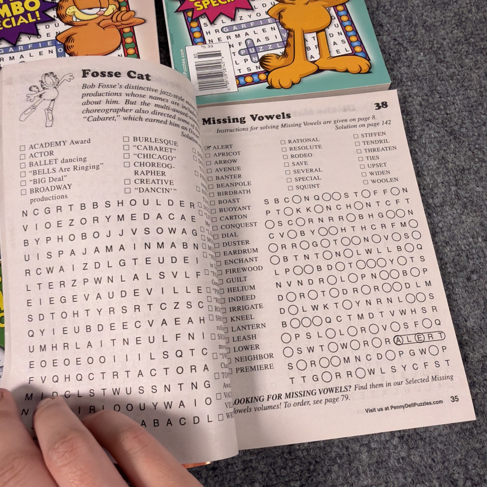 Penny Press Dell GARFIELD 4 Super Jumbo Word Seek Search Puzzle Books READ