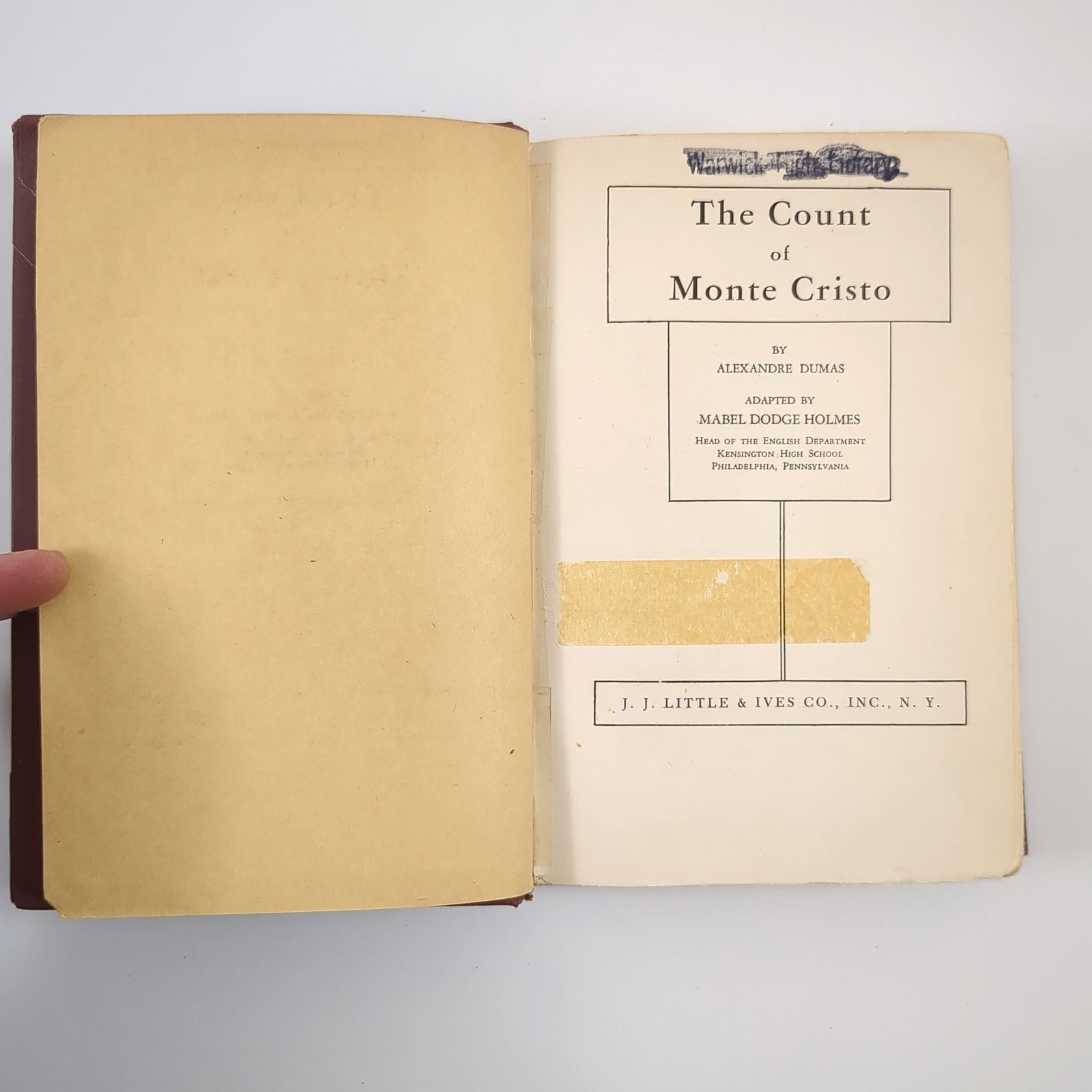 Count of Monte Cristo Adapted Adventure Hardcover Book Alexandre Dumas 1945