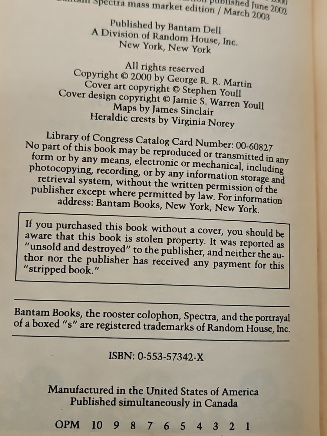 A Storm of Swords George R.R. Martin Vintage Book Paperback Bantam Blue