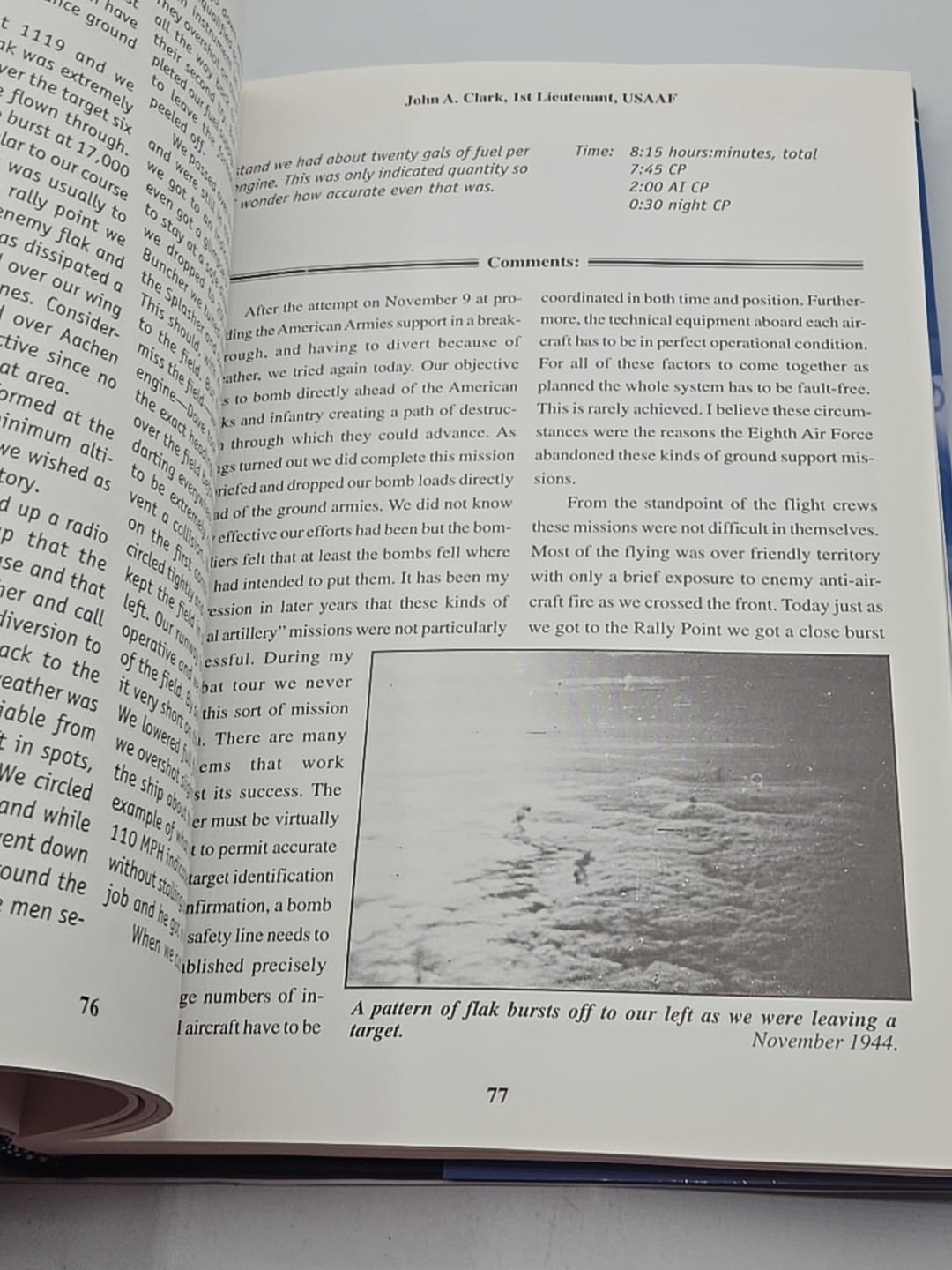 AN EIGHTH AIR FORCE COMBAT DIARY: COMBAT MISSIONS FLOWN By John A. Clark HCDJ