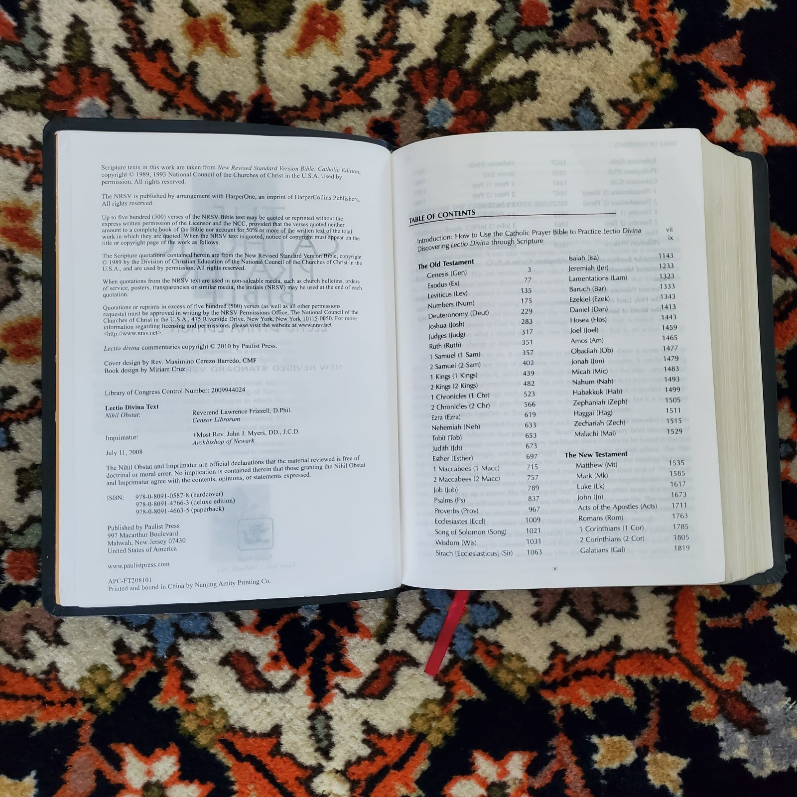 Catholic Prayer Bible Lectio Divina Edition NRSV New Revised Standard Ed Paulist