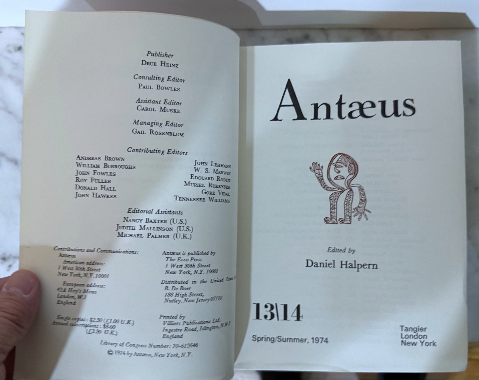 ANTAEUS: SPECIAL FICTION ISSUE – No. 13/14 SPRING/SUMMER 1974 – DANIEL HALPERN