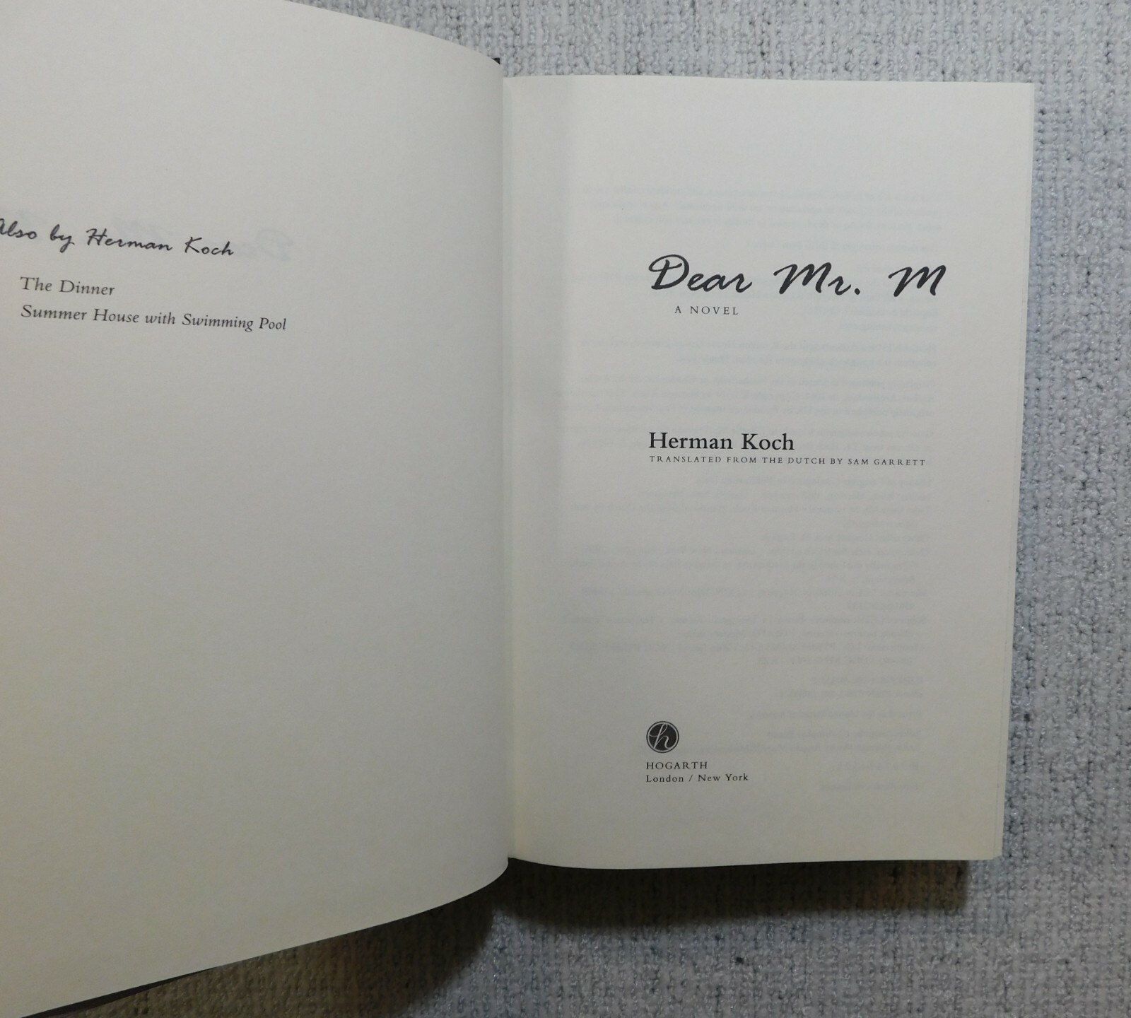 Dear Mr. M by Herman Koch (First American Edition, Hardcover with Dust Jacket)