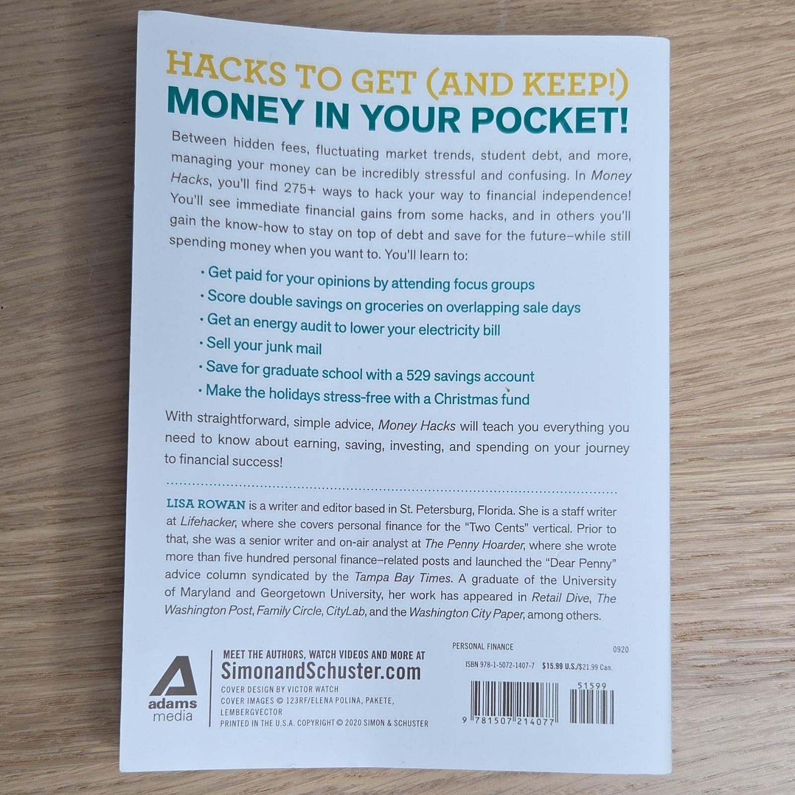 Adams Media Money Hacks by Lisa Rowan Trade Paperback Personal Finance Guide