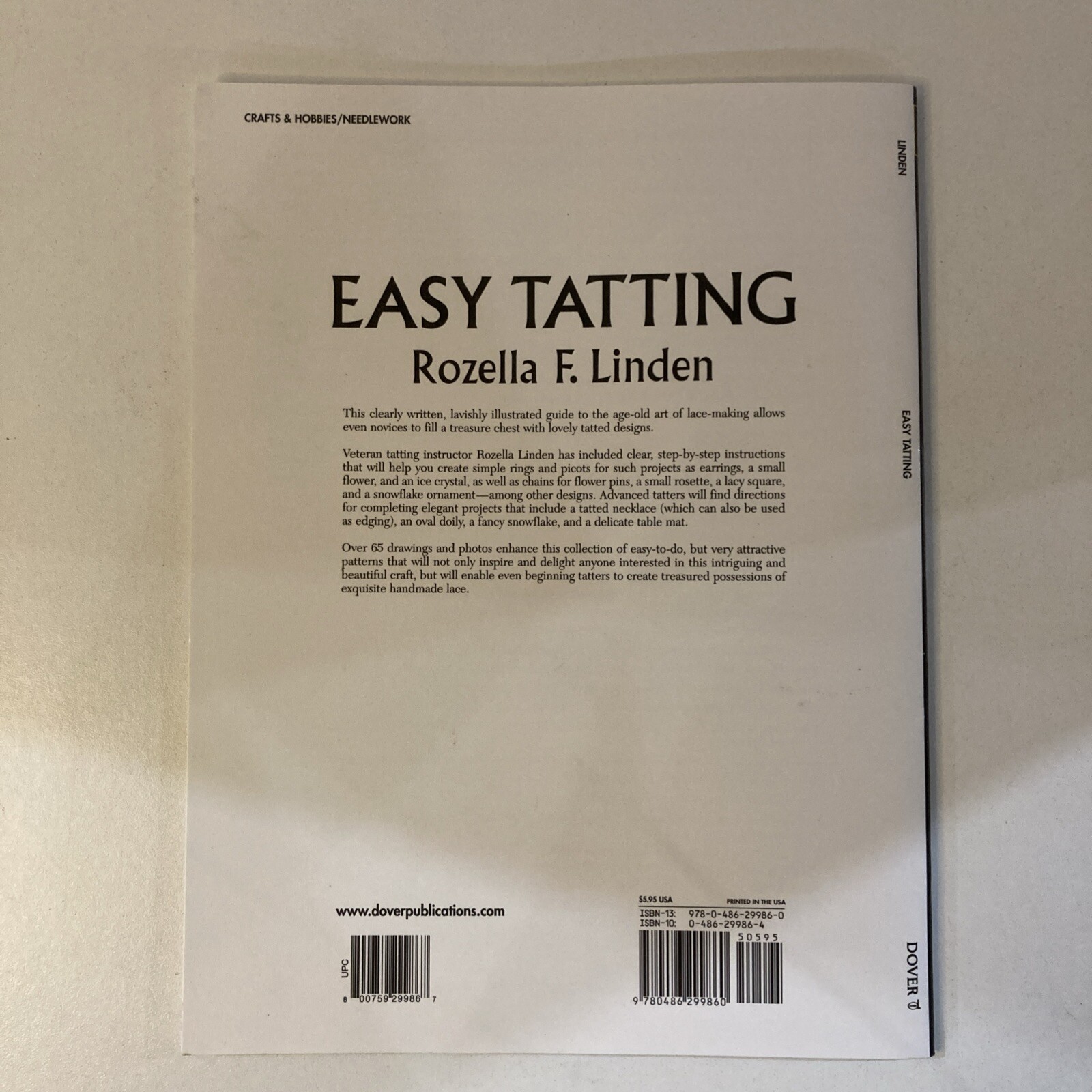 Easy Tatting Dover Crafts: Lace Template Pattern Linden Rozella Florence Book