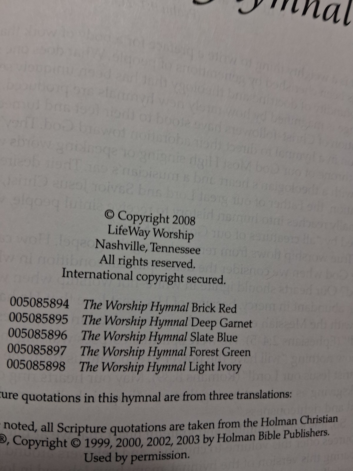 The Worship Hymnal 2008 Brick Red Lifeway Worship 896 Pages Hymns HB