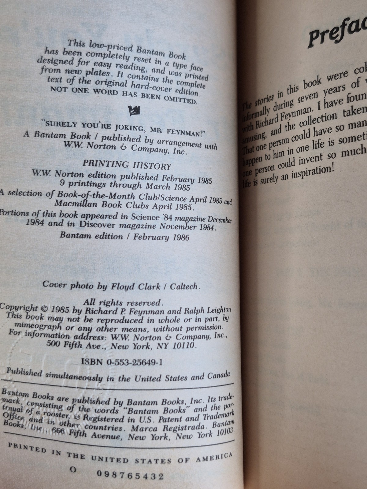 “Surely You’re Joking Mr. Feynman” – Richard P. Feynman – Bantam 1986 mmpb