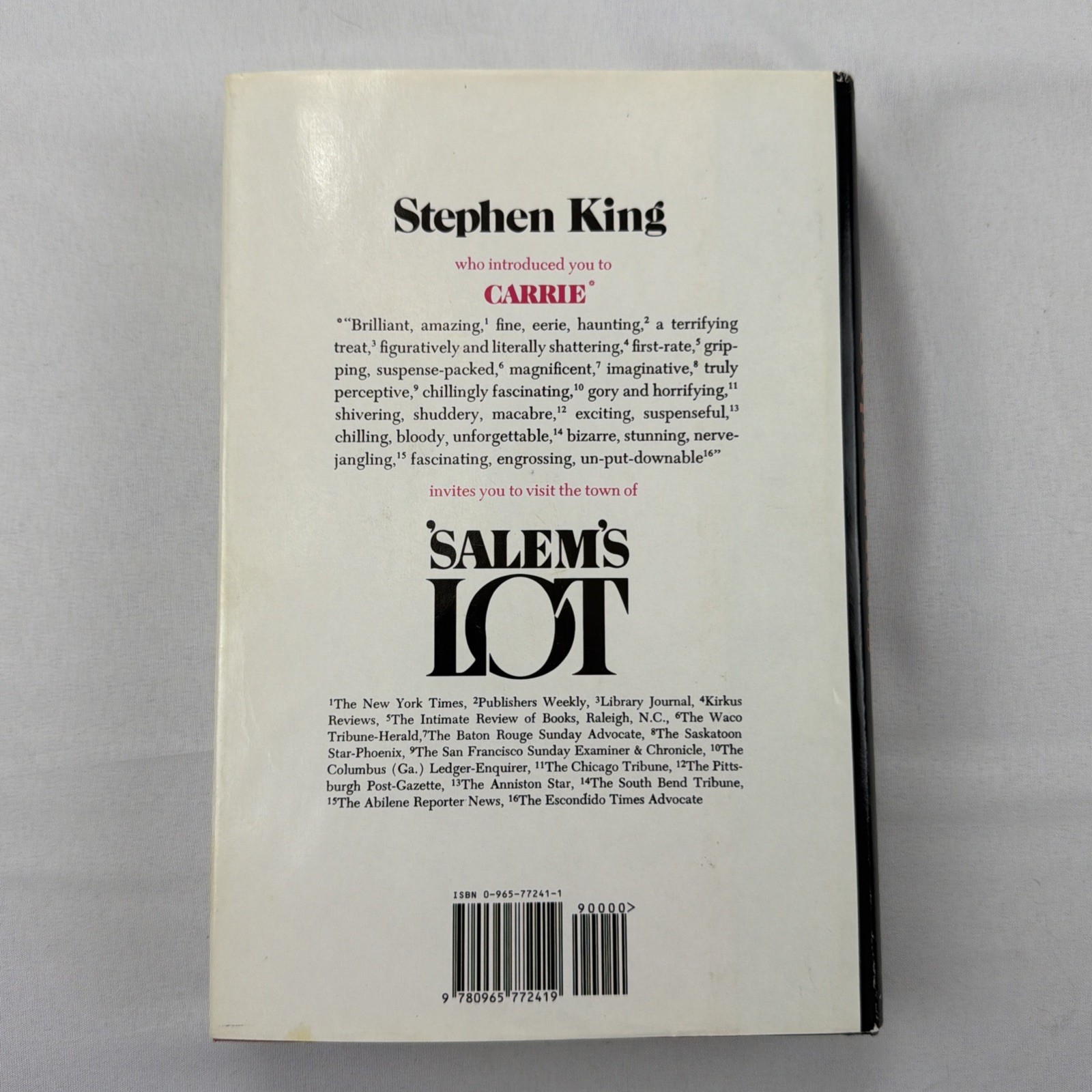 Salem’s Lot Stephen King 1975 Doubleday Hardcover Horror Classic
