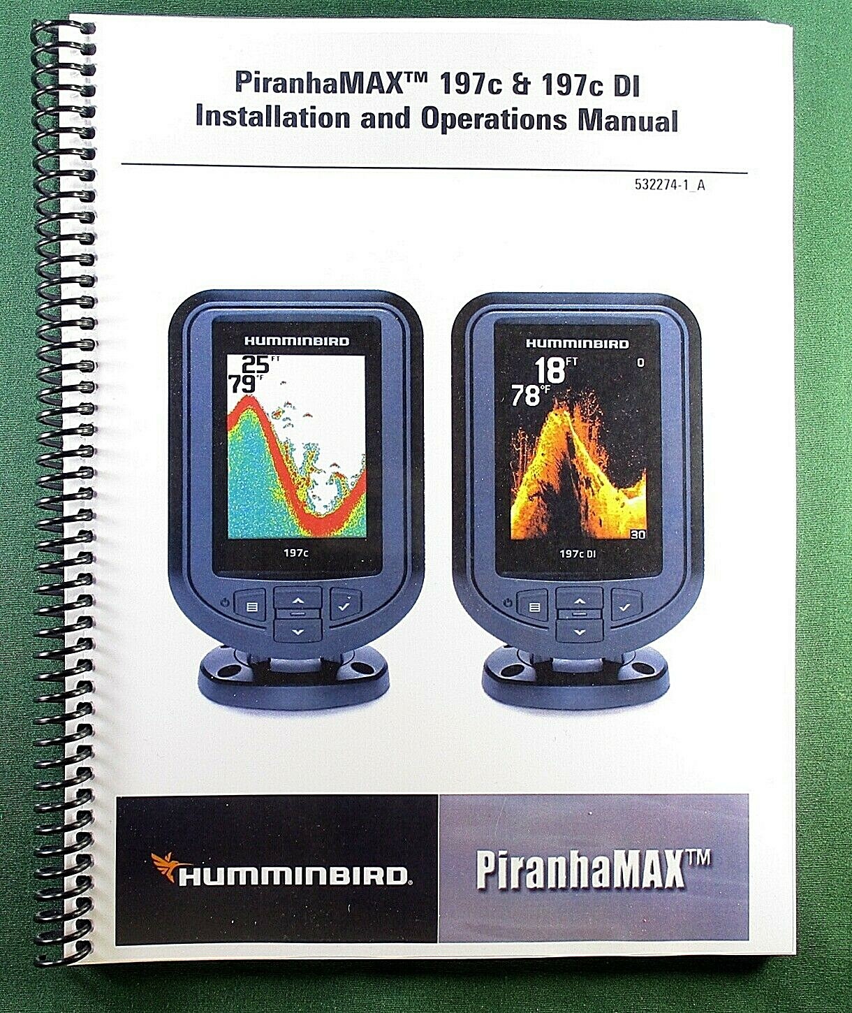 Humminbird PiranhaMAX 197c 197c DI Operations Manual: 74 Pages & Clear Covers