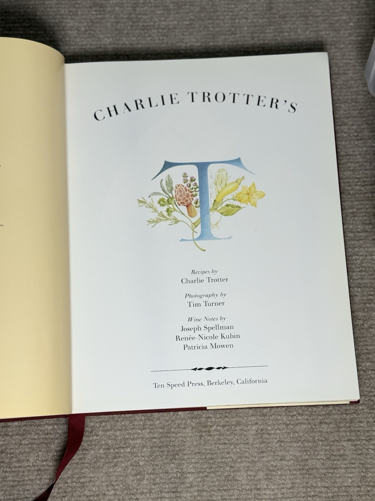 Vintage 1994 Charlie Trotter’s Cookbook Chicago Hardcover Ten Speed Press