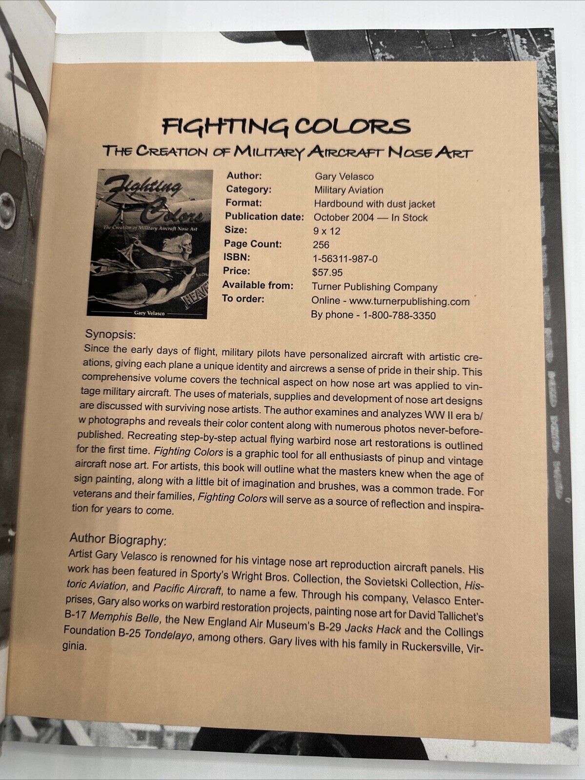 Fighting Colors The Creation Of Military Aircraft Nose Art Gary Velasco 2004 HC