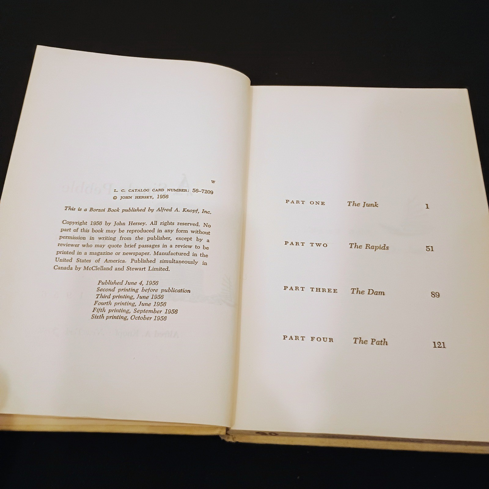 A Single Pebble John Hersey 1956 Borzoi Book Alfred A Knopf 6th Edition