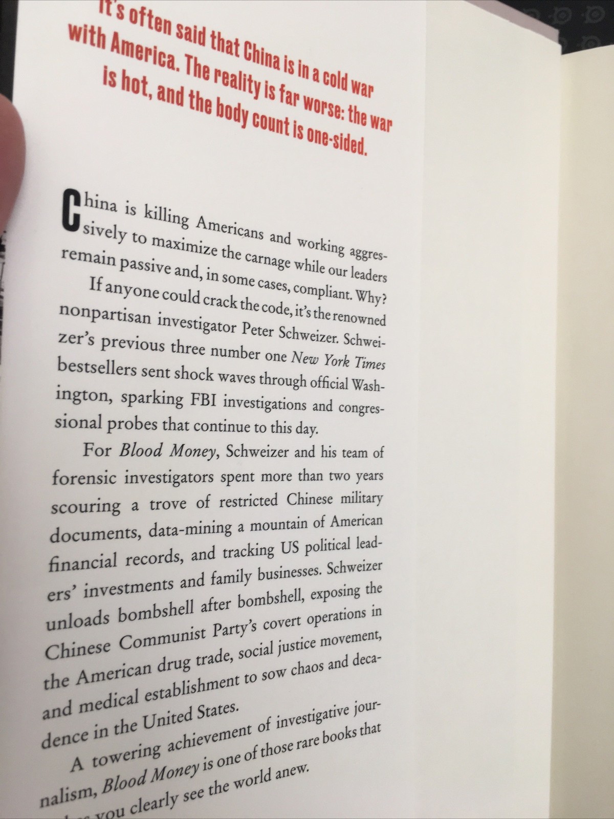 BLOOD MONEY CHINA KILLS AMERICANS POLITICS By Peter Schweizer BOOK HC/DJ