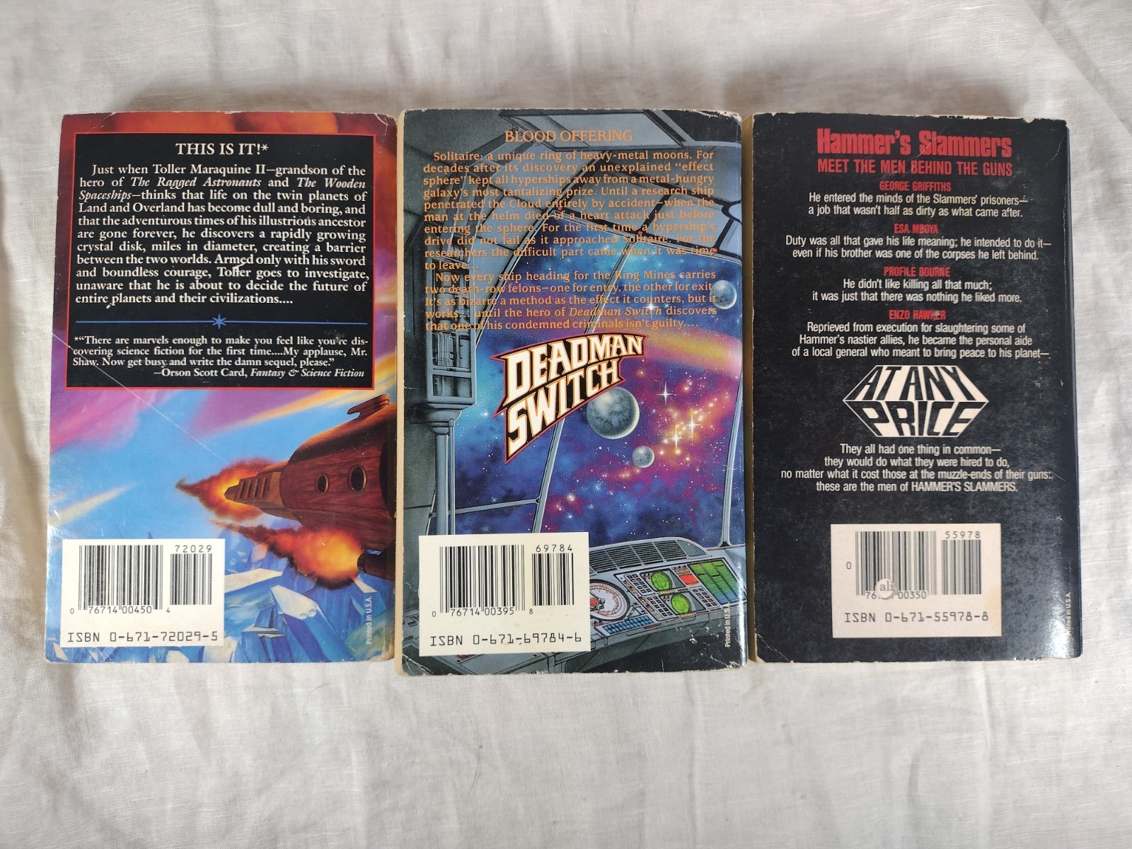 Lot of 3 Baen Books Sci-Fi Paperbacks Shaw Zahn Drake Hammers Slammers