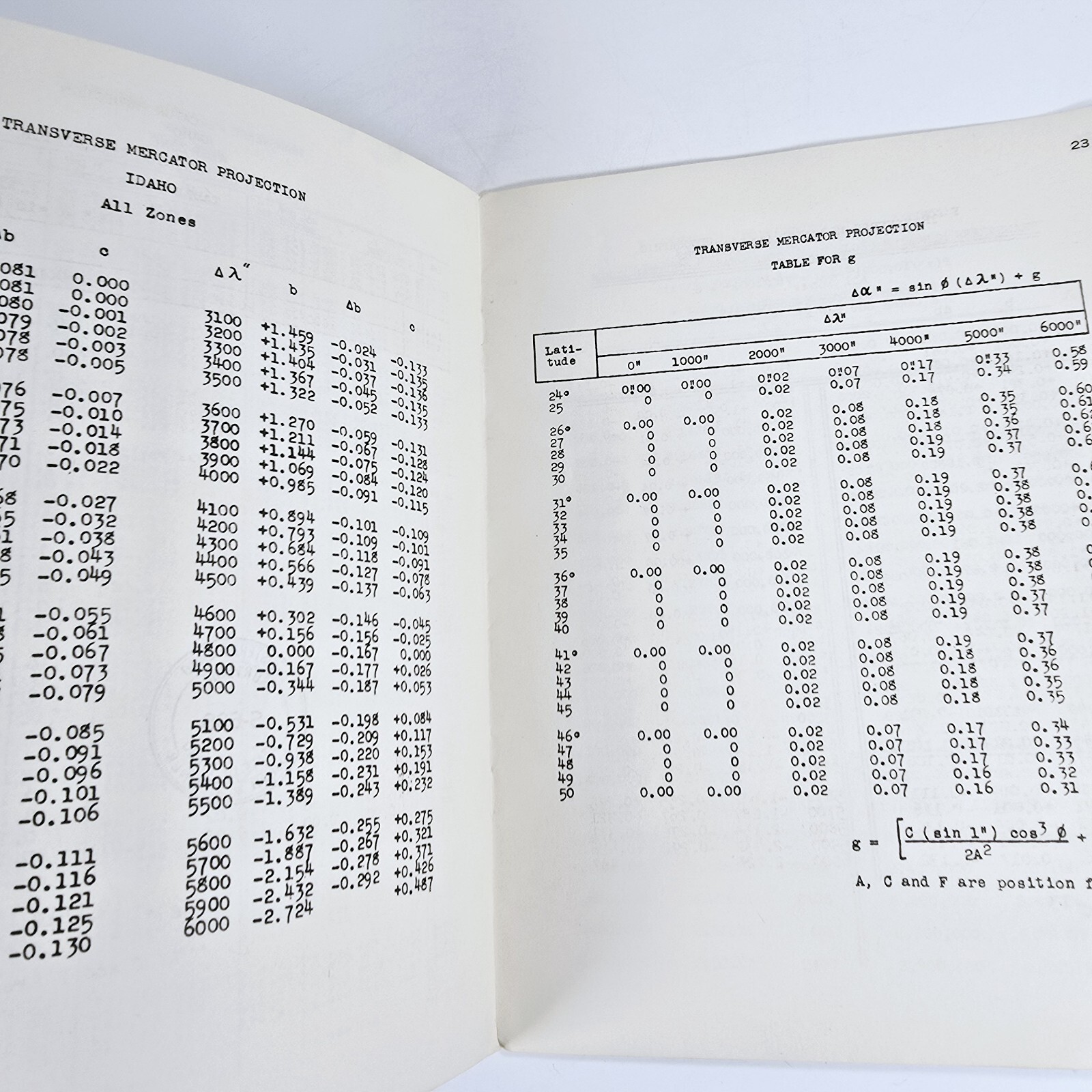 Plane Coordinate Projection Tables Idaho Tranverse Mercator 1953 Special 306 PB