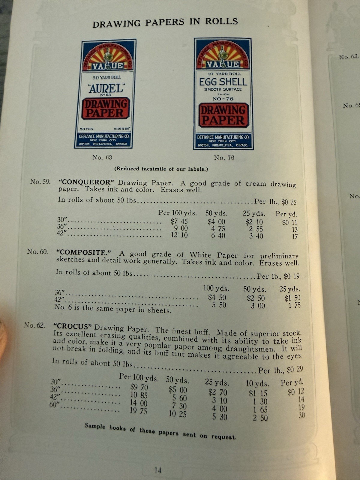 1916 Defiance Drawing Materials Catalog Blueprint WWI War Dept Antique Book