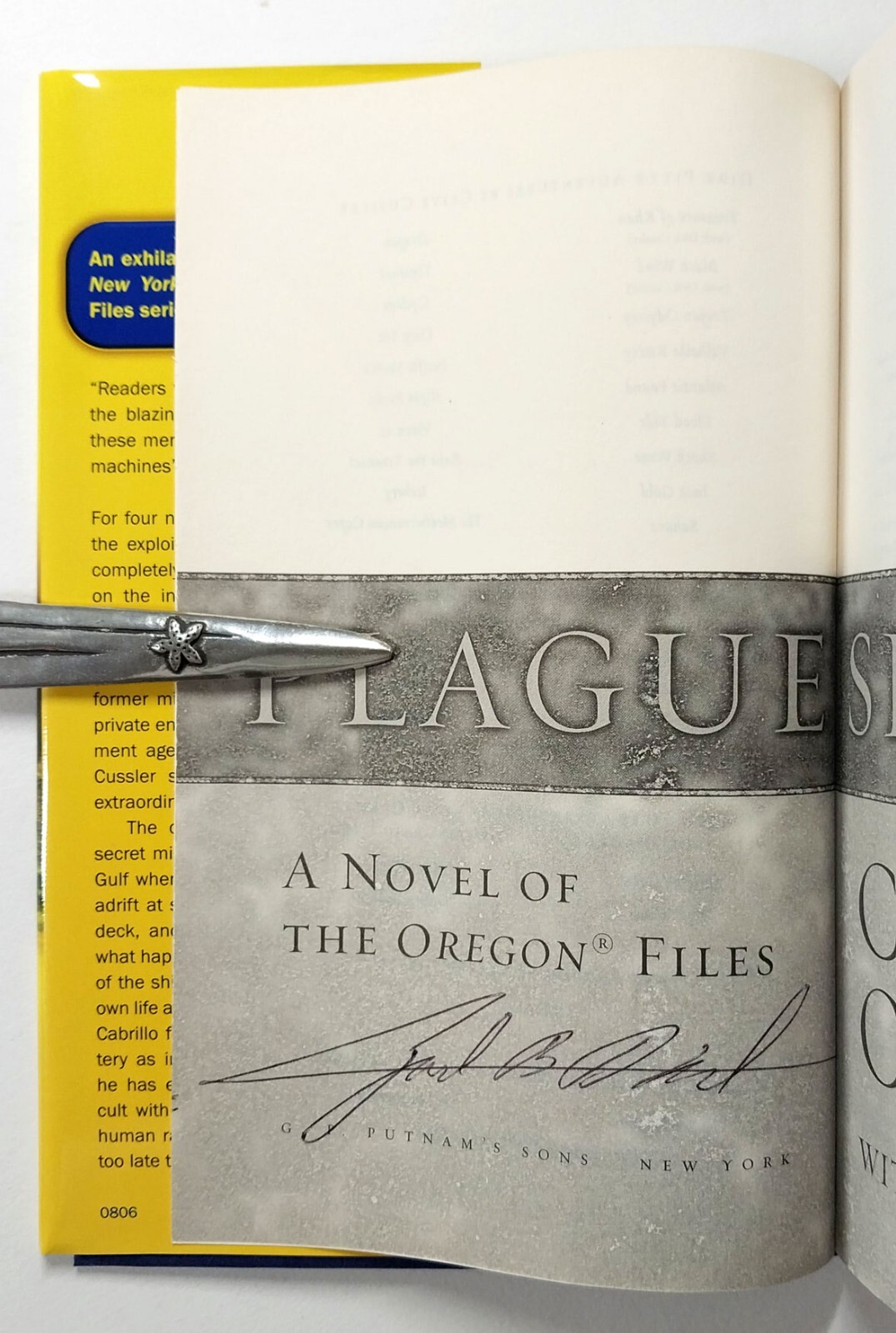 Plague Ship by Clive Cussler + Jack Du Brul HCDJ Signed 1st Edition 2008 Oregon
