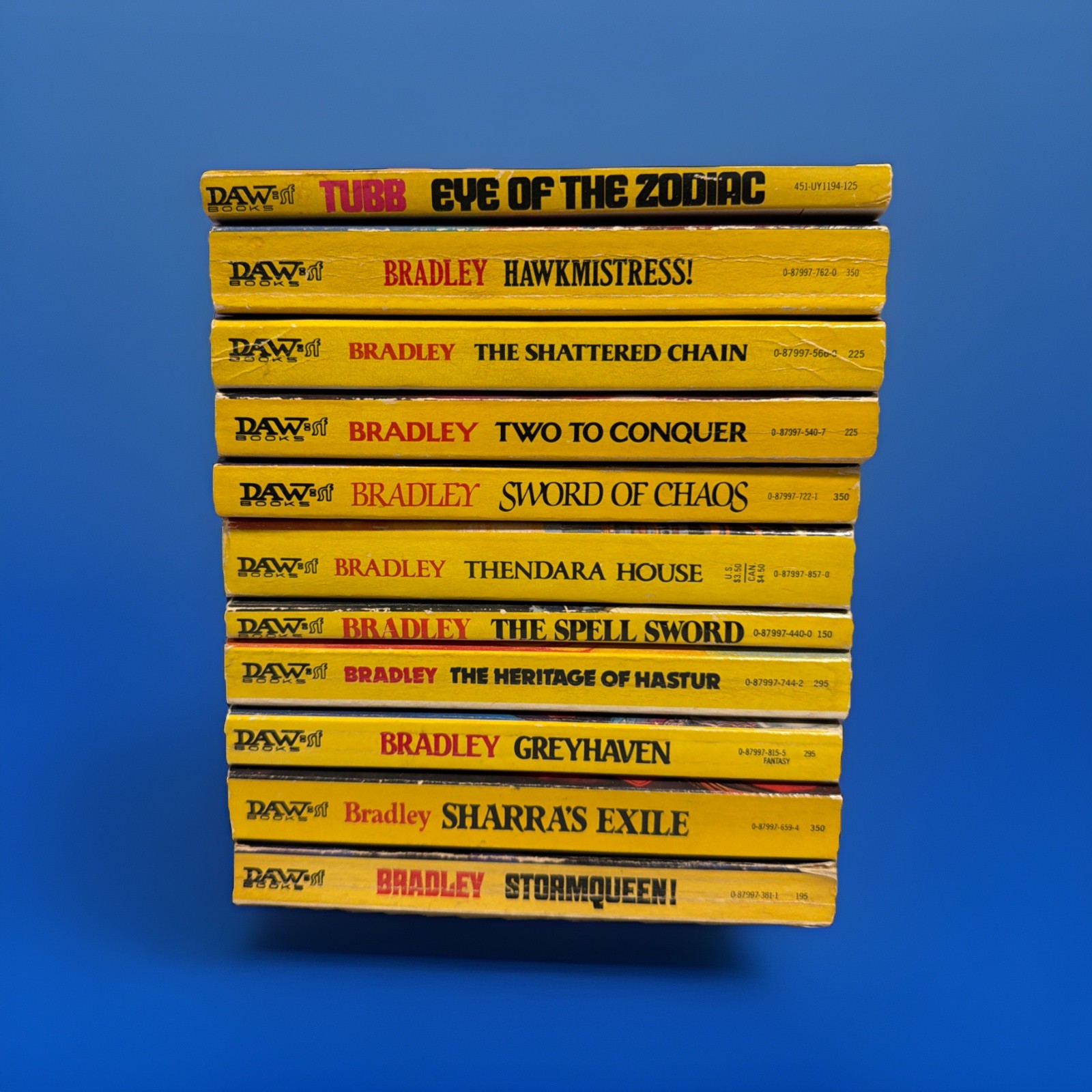 Vintage Lot Of 11 Daw Sci Fi Yellow Books Bradley & Tubb