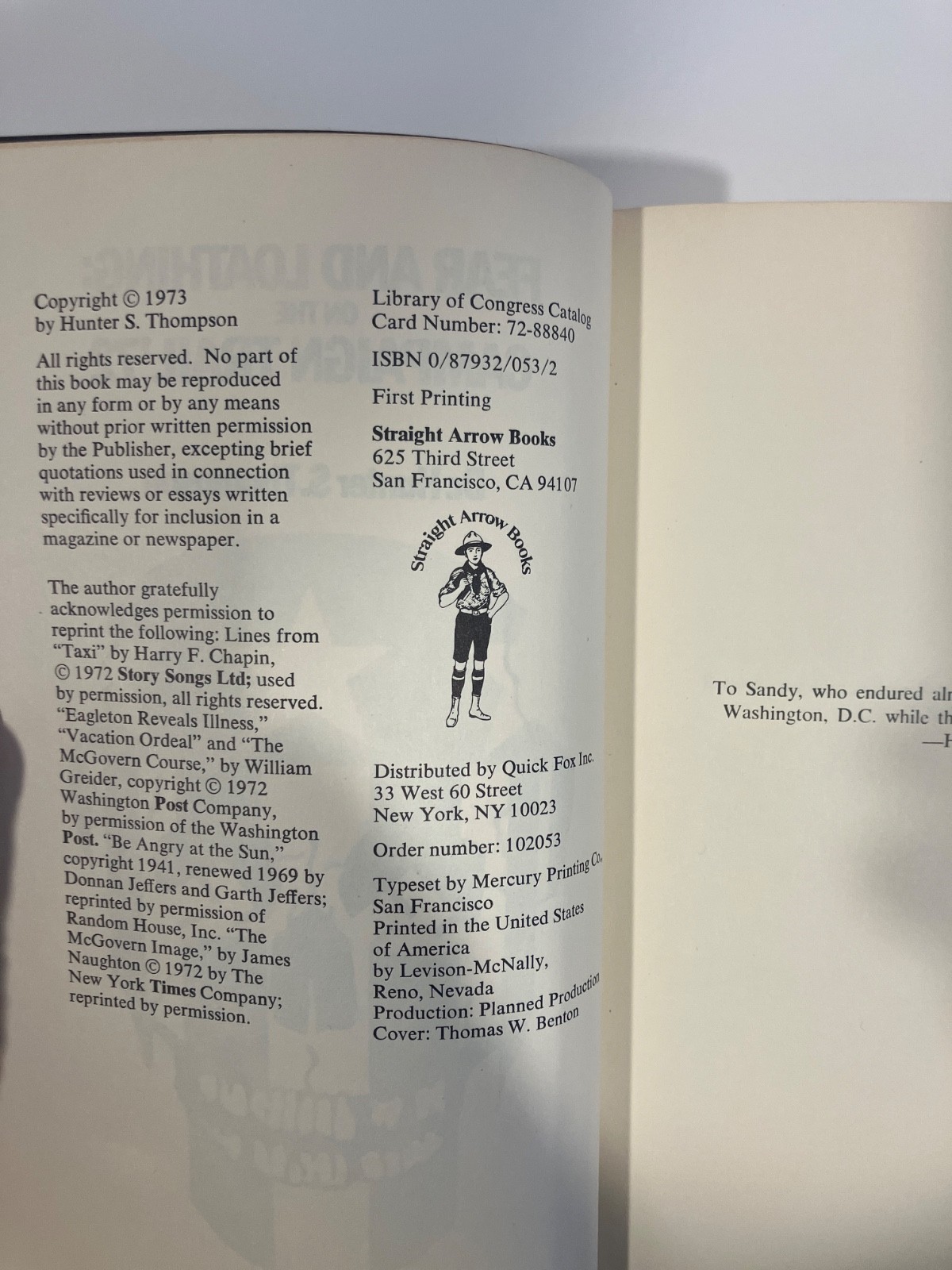 Fear and Loathing on the Campaign Trail ’72 by Hunter S. Thompson