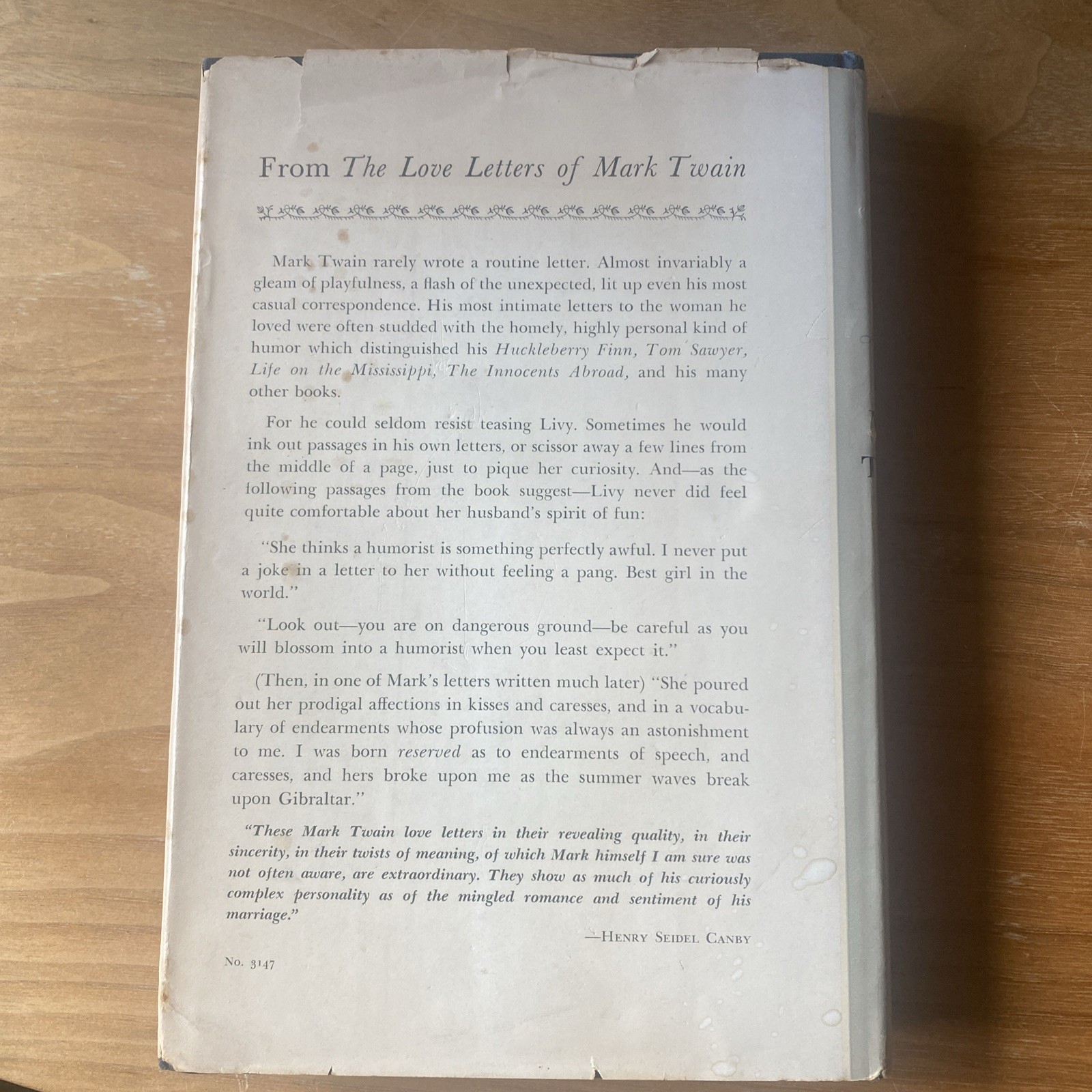 Love Letters of Mark Twain Hardcover w/ DJ, Edited by Dixon Wecter, First Ed