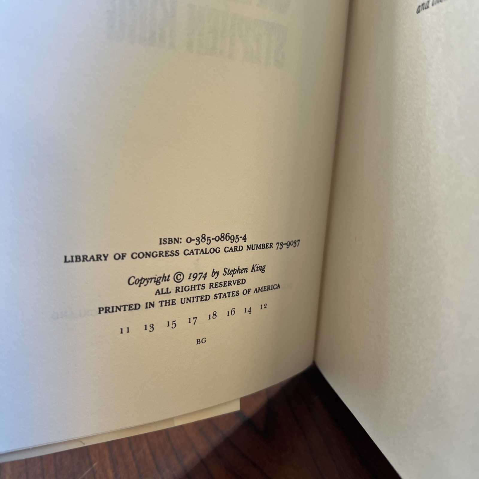 Stephen King, CARRIE, Hardcover $17.95 DJ, First Edition Later Print