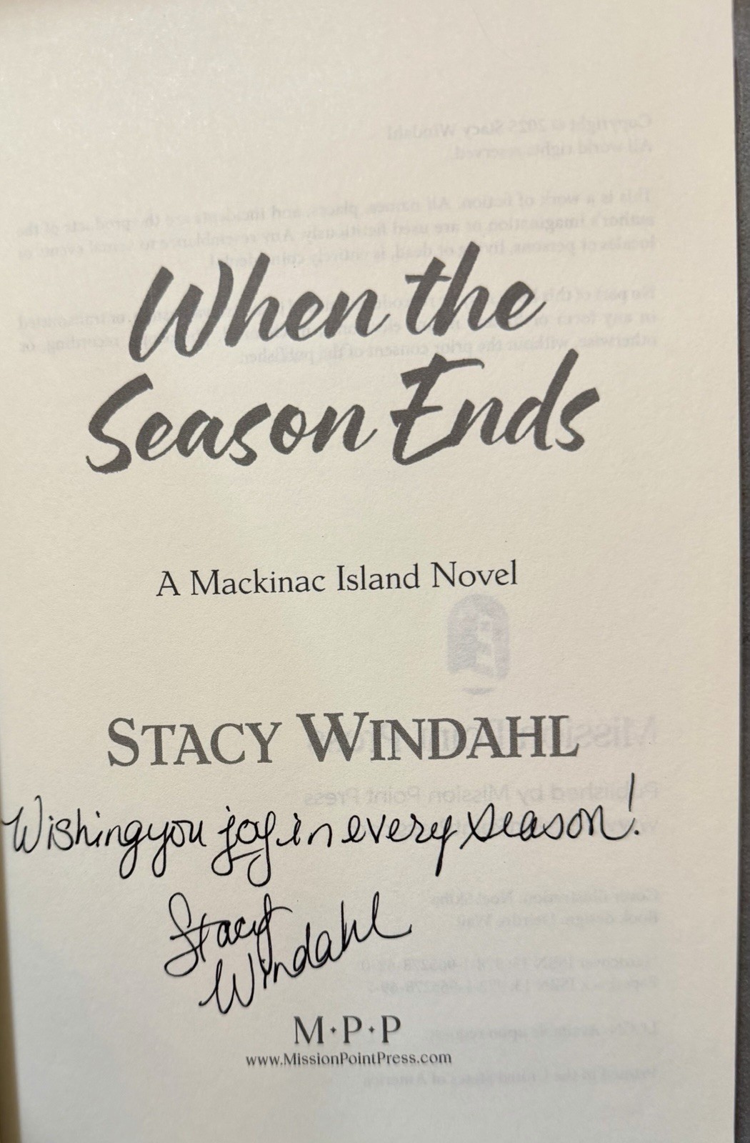 SIGNED When the Season Ends : A Mackinac Island Novel by Stacy Windahl TPB
