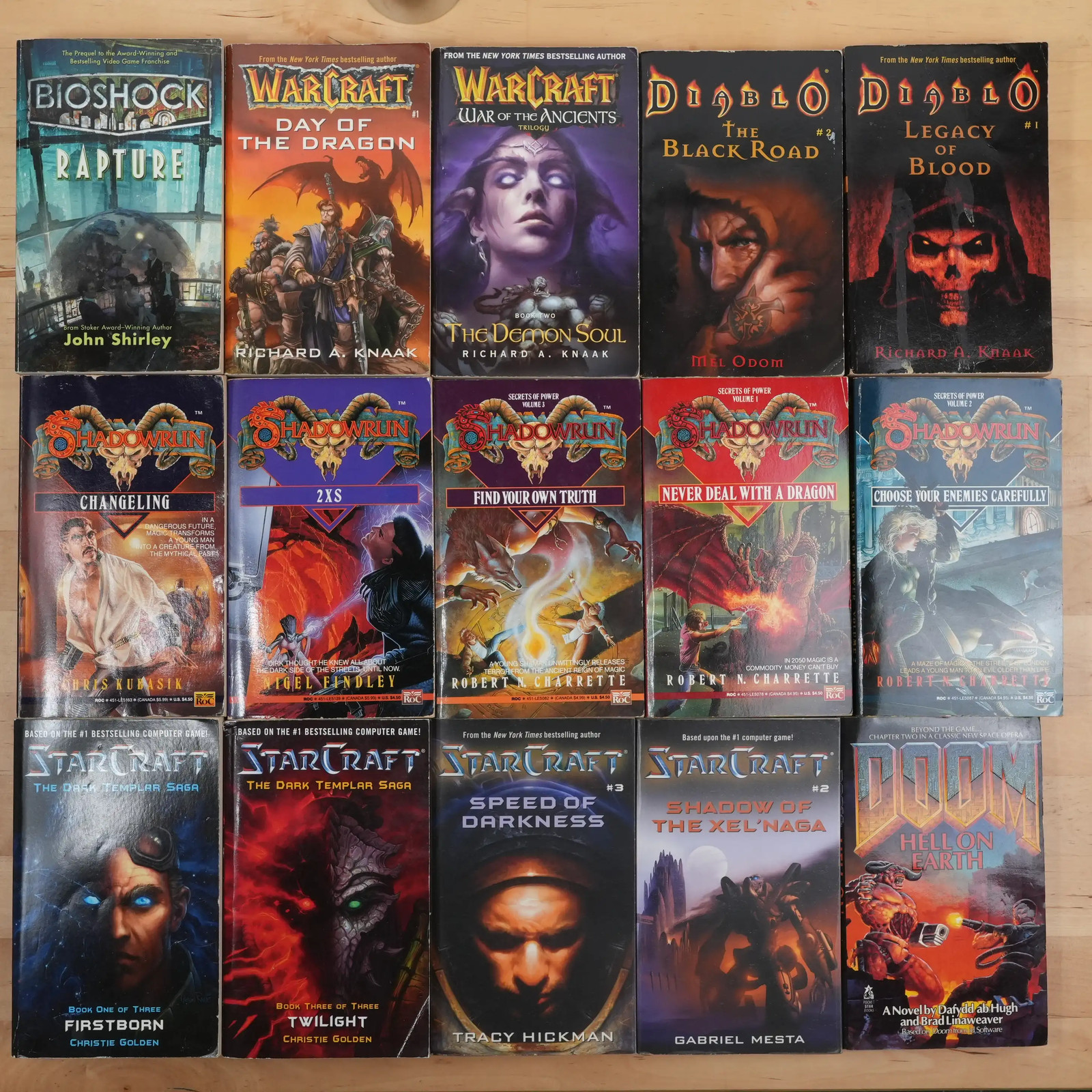 Video Game and Table Top Game Novels – 35 Book Lot – Doom, Diablo, Battletech…