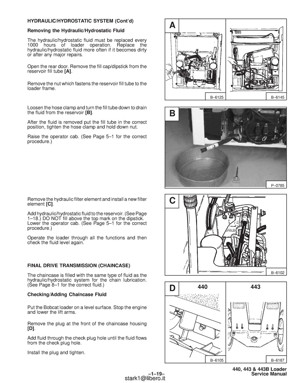 BOBCAT 440 443 443B Skid-Steer Loader Service Manual 1995, FOLDOUTS