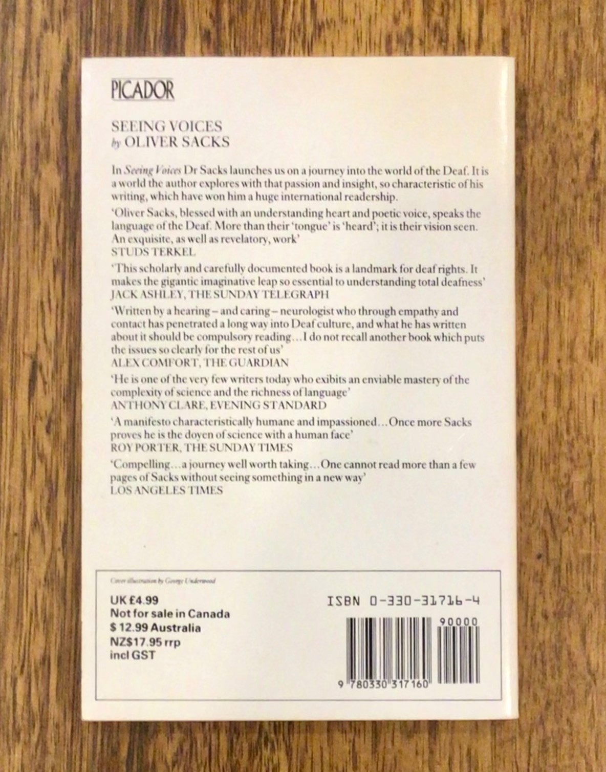 RARE (SIGNED) OLIVER SACKS (1933-2015): ‘Seeing Voices’ Vg Paperback, 1990
