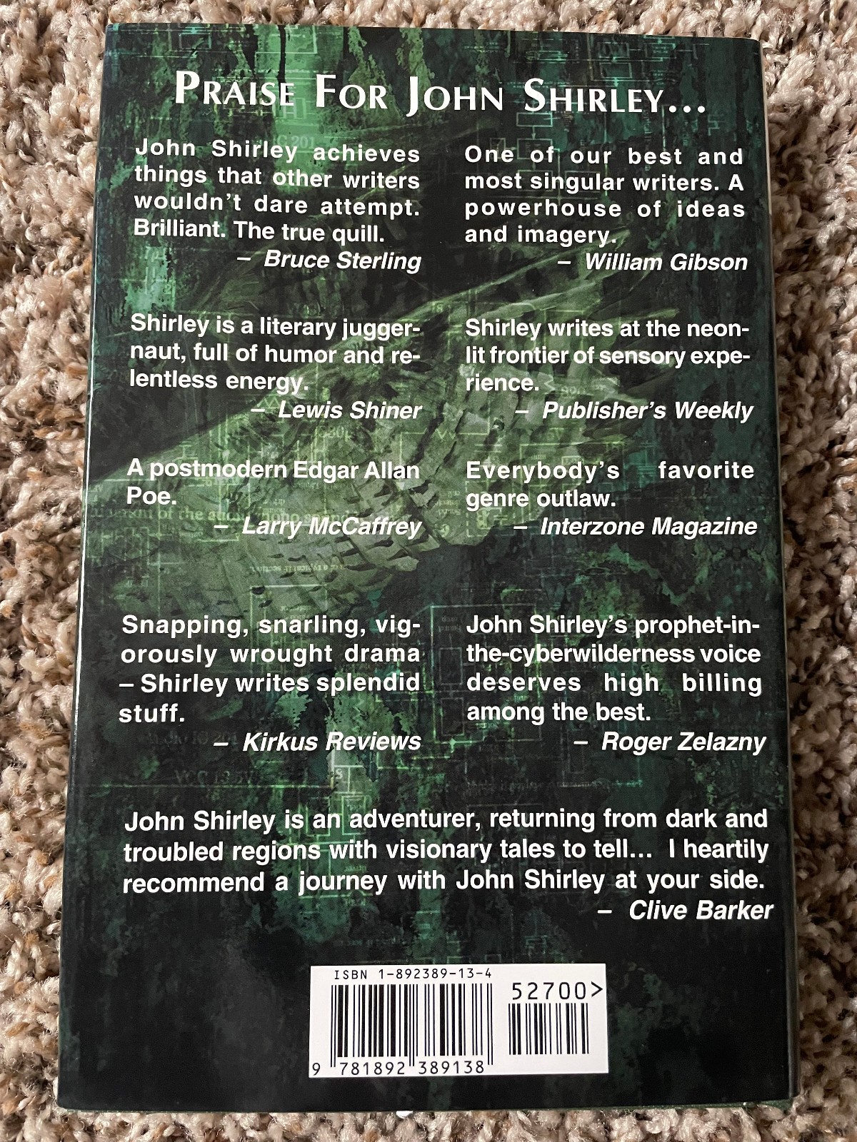 …AND THE ANGEL WITH TELEVISION EYES (2001) John Shirley 1st trade hardcover OP